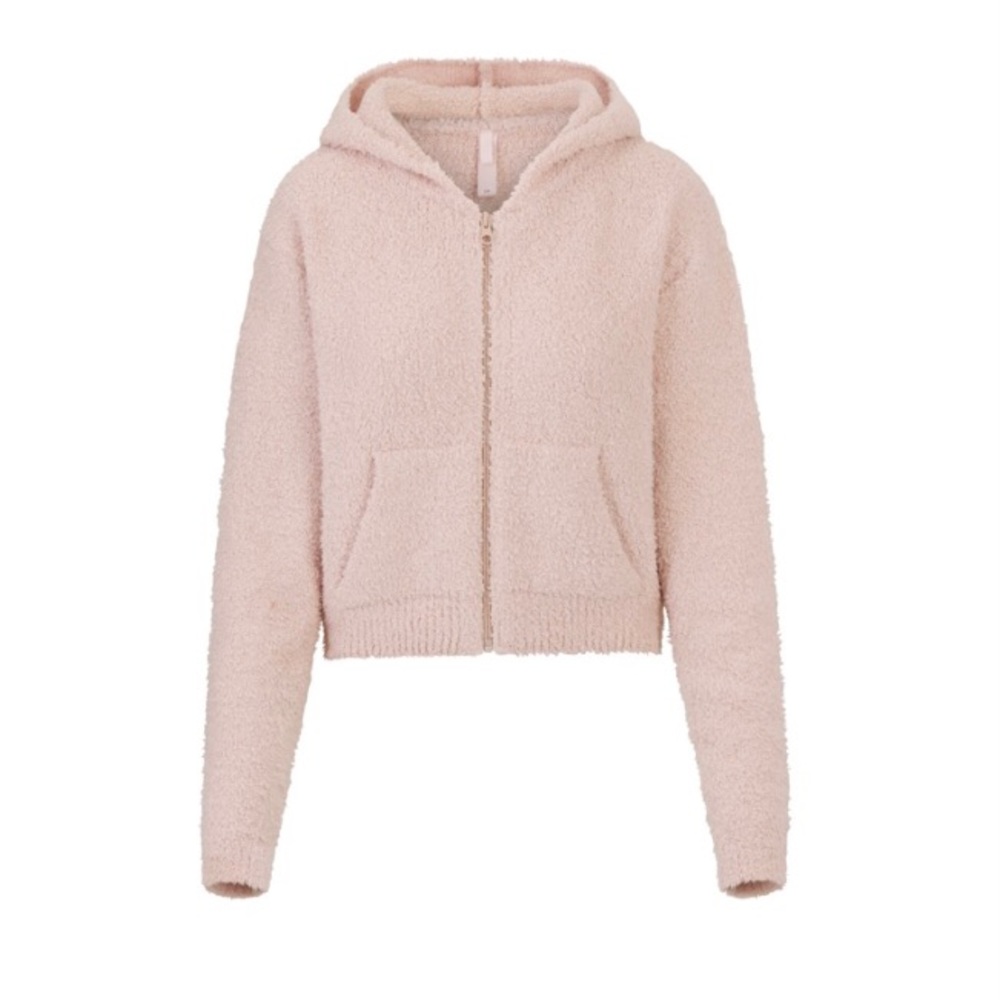 skims cozy knit zip up hoodie